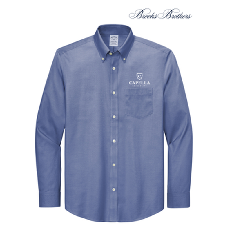 NEW Capella Brooks Brothers® Tall Wrinkle-Free Stretch Pinpoint Shirt - Cobalt Blue