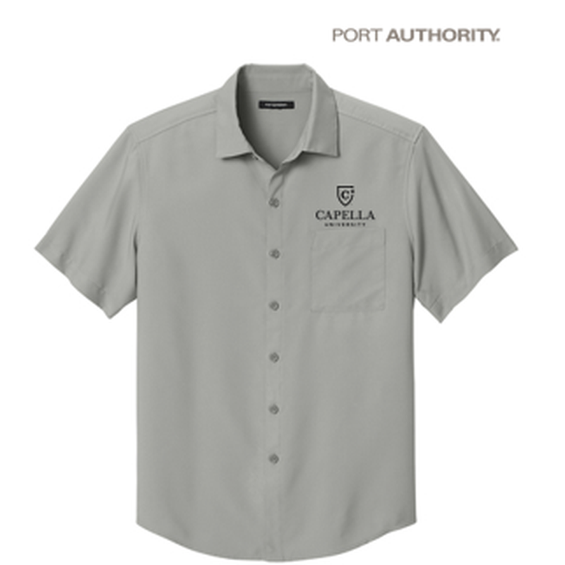 NEW Capella Port Authority® Short Sleeve UV Dockside Shirt - Gusty Grey