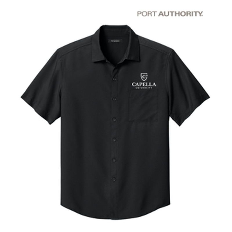 NEW Capella Port Authority® Short Sleeve UV Dockside Shirt - Deep Black