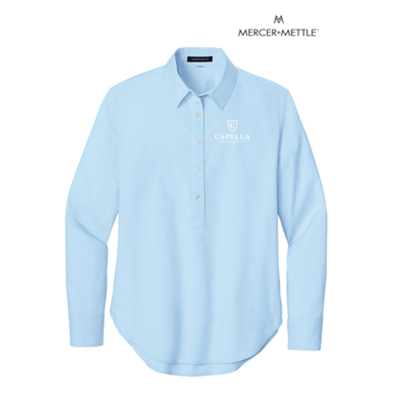 NEW Capella Mercer+Mettle® Women’s Long Sleeve Modern Oxford Shirt - Light Blue