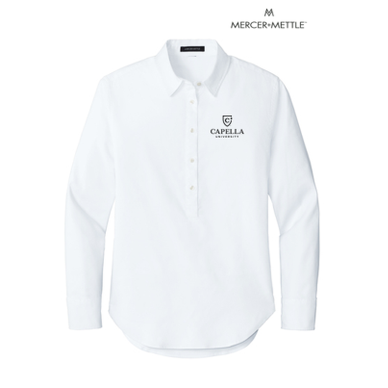 NEW Capella Mercer+Mettle® Women’s Long Sleeve Modern Oxford Shirt - White
