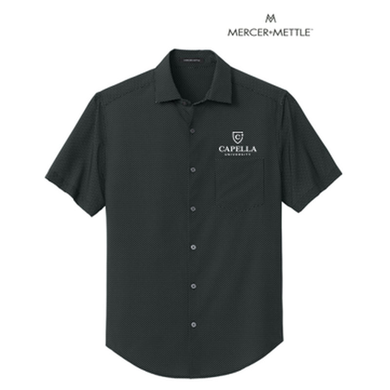 NEW Capella Mercer+Mettle® Short Sleeve UV Capital Tech Shirt - Deep Black Triangle Print