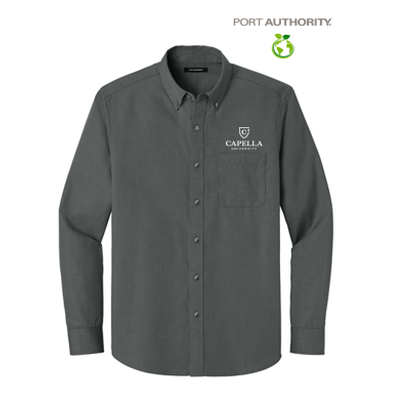 NEW CAPELLA Port Authority® Long Sleeve Nailhead Easy Care Shirt - Deep Black