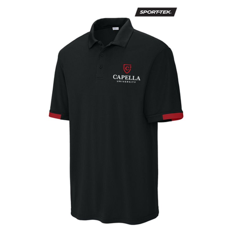 NEW CAPELLA Sport-Tek® Club Colorblock Polo - Black/Red