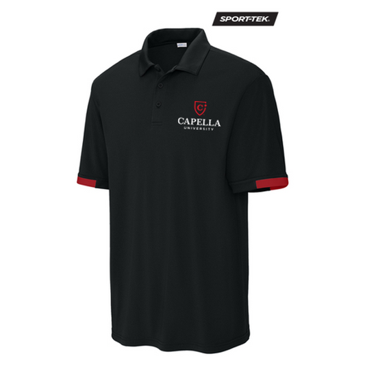 NEW CAPELLA Sport-Tek® Club Colorblock Polo - Black/Red