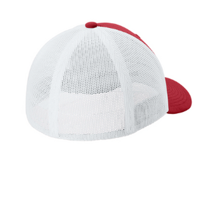NEW CAPELLA Sport-Tek® Stretch-Tek Mesh Back Cap - Deep Red/White