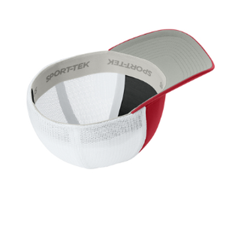 NEW CAPELLA Sport-Tek® Stretch-Tek Mesh Back Cap - Deep Red/White