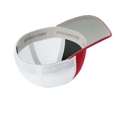 NEW CAPELLA Sport-Tek® Stretch-Tek Mesh Back Cap - Deep Red/White