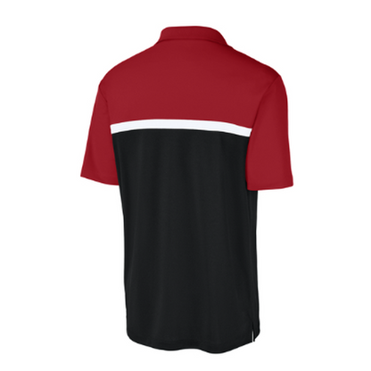 NEW CAPELLA Sport-Tek® UV Micropique Colorblock Polo - Red/Black/White