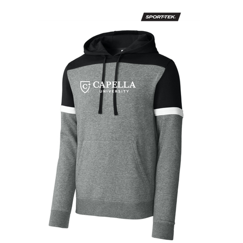 NEW CAPELLA Sport-Tek® Drive Fleece Colorblock Hoodie - Black/Vintage Heather