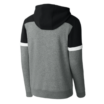 NEW CAPELLA Sport-Tek® Drive Fleece Colorblock Hoodie - Black/Vintage Heather