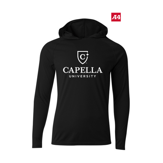 NEW CAPELLA A4 Cooling Performance Long Sleeve Hooded Tee - Black