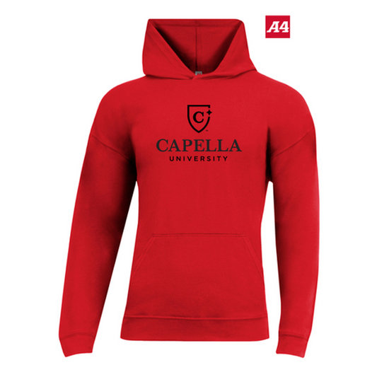 NEW CAPELLA A4 Softek Long Sleeve Hooded Tee - Scarlet