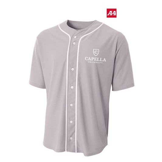 NEW CAPELLA A4 Short Sleeve Full-Button Baseball Top - Grey