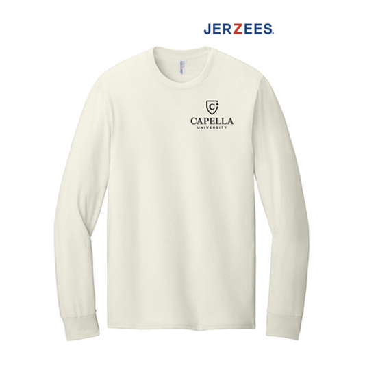 NEW CAPELLA Jerzees Classics® Unisex Cotton Long Sleeve T-Shirt - Sweet Cream Heather