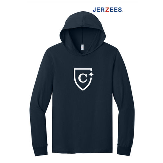 NEW CAPELLA Jerzees Classics™ Unisex Cotton Long Sleeve Hooded T-Shirt - Navy