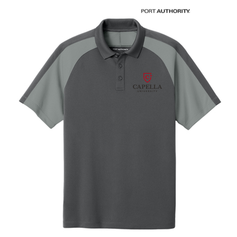 NEW CAPELLA Port Authority® Wearever Performance Pique Colorblock Polo - Storm Grey/Gusty Grey