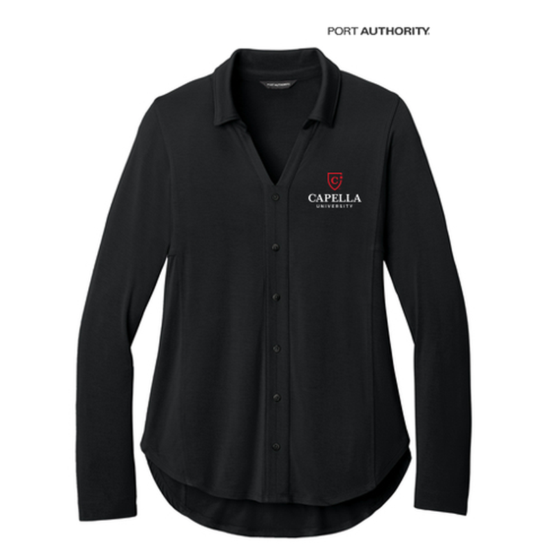 NEW CAPELLA Port Authority® Women’s Luxe Knit Button Tunic - Black