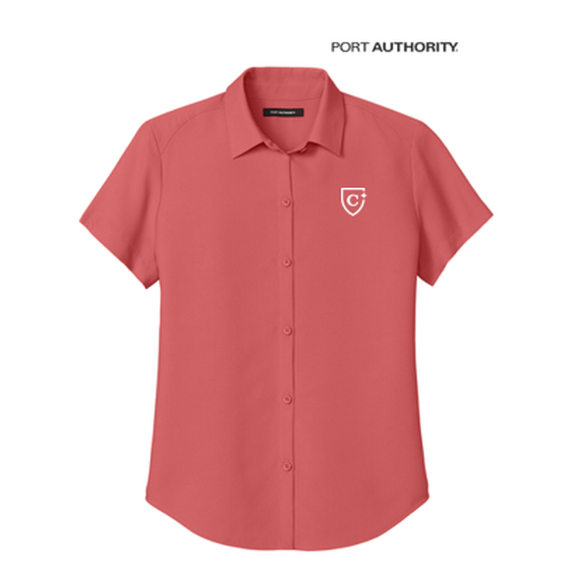 NEW CAPELLA Port Authority® Women’s Short Sleeve UV Dockside Shirt - Coral Reef
