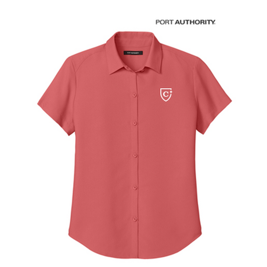 NEW CAPELLA Port Authority® Women’s Short Sleeve UV Dockside Shirt - Coral Reef