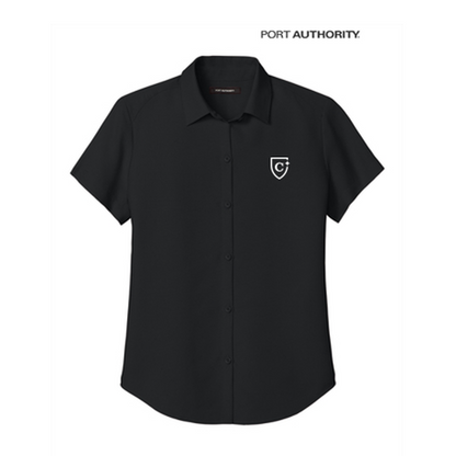 NEW CAPELLA Port Authority® Women’s Short Sleeve UV Dockside Shirt - Deep Black