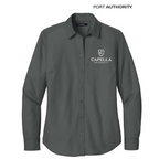 NEW CAPELLA Port Authority® Women’s Long Sleeve Nailhead Easy Care Shirt - Deep Black