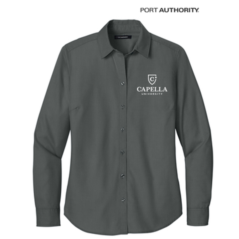 NEW CAPELLA Port Authority® Women’s Long Sleeve Nailhead Easy Care Shirt - Deep Black