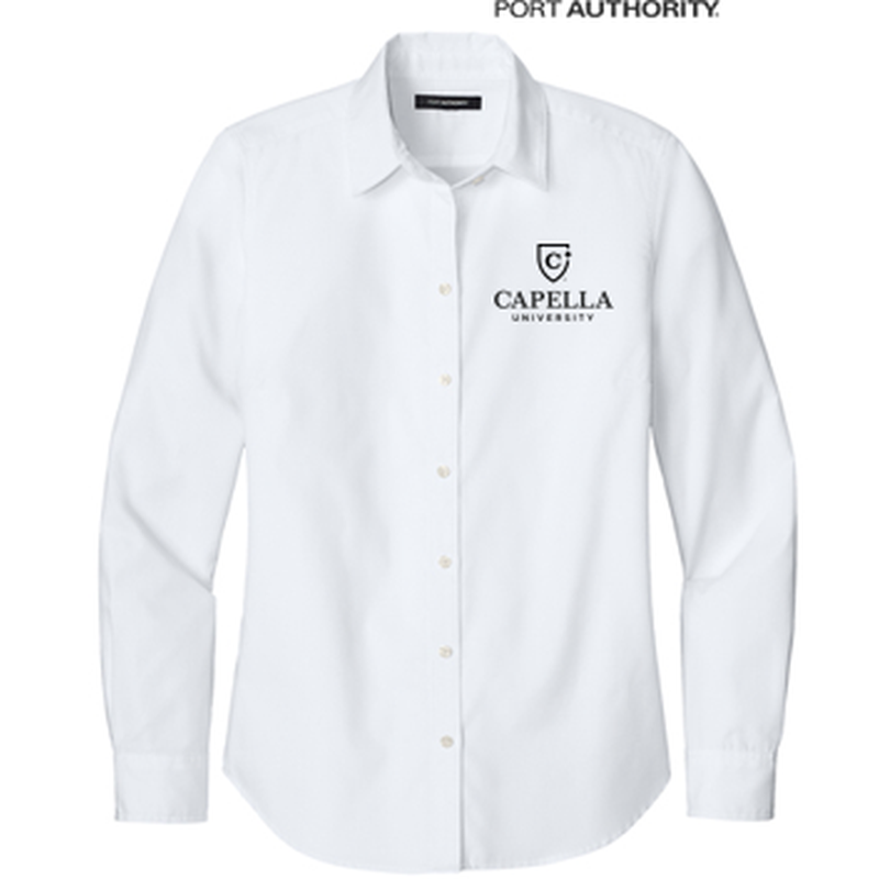 NEW CAPELLA Port Authority® Women’s Long Sleeve Nailhead Easy Care Shirt - White