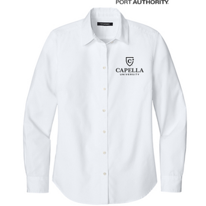 NEW CAPELLA Port Authority® Women’s Long Sleeve Nailhead Easy Care Shirt - White