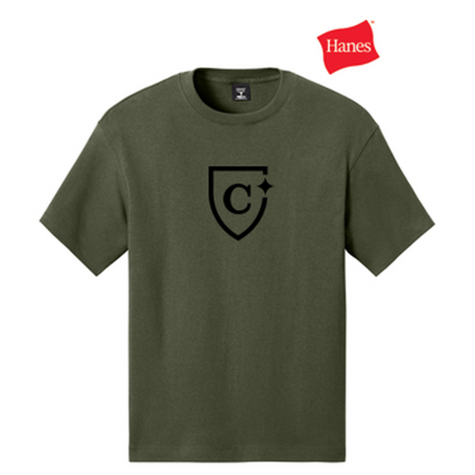 NEW CAPELLA Hanes® Beefy-T® Retro Street Tee (5-in logo) - Fatigue Green