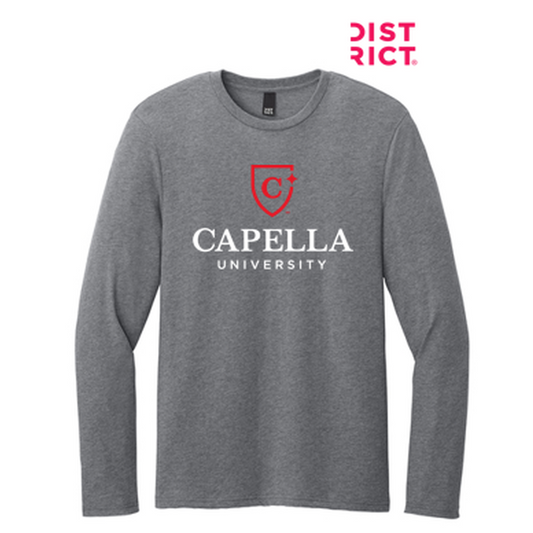 NEW CAPELLA District® Perfect Weight® CVC Long Sleeve Tee (10-in logo) - Graphite Heather