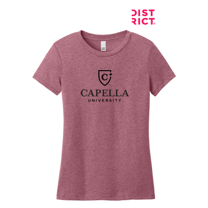 NEW CAPELLA District® Women’s Perfect Weight® CVC Tee (10-in logo) - Orchid Haze Heather