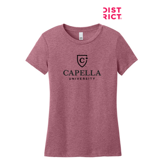 NEW CAPELLA District® Women’s Perfect Weight® CVC Tee (10-in logo) - Orchid Haze Heather