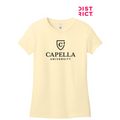 NEW CAPELLA District® Women’s Perfect Weight® CVC Tee (10-in logo) - Soft yellow