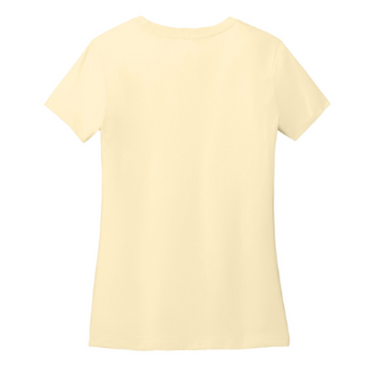 NEW CAPELLA District® Women’s Perfect Weight® CVC Tee (10-in logo) - Soft yellow