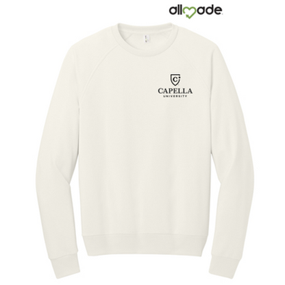 NEW CAPELLA Allmade® Unisex Organic CVC Fleece Crewneck Sweatshirt (4-in logo) - White Sand