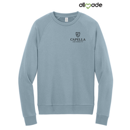 NEW CAPELLA Allmade® Unisex Organic CVC Fleece Crewneck Sweatshirt (4-in logo) - I like You Blue