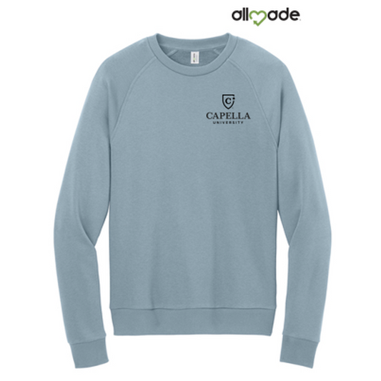 NEW CAPELLA Allmade® Unisex Organic CVC Fleece Crewneck Sweatshirt (4-in logo) - I like You Blue