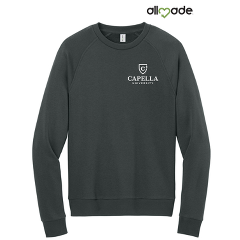 NEW CAPELLA Allmade® Unisex Organic CVC Fleece Crewneck Sweatshirt (4-in logo) - Terrain Grey