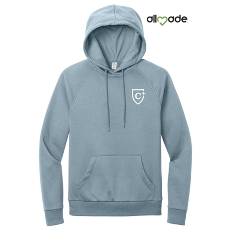 NEW CAPELLA Allmade® Unisex Organic CVC Fleece Pullover Hoodie (2.5-in logo) - I Like You Blue