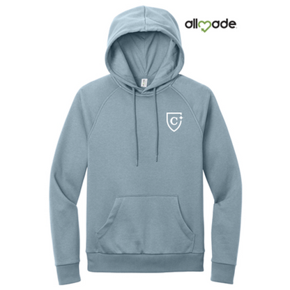 NEW CAPELLA Allmade® Unisex Organic CVC Fleece Pullover Hoodie (2.5-in logo) - I Like You Blue