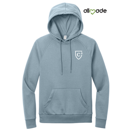 NEW CAPELLA Allmade® Unisex Organic CVC Fleece Pullover Hoodie (2.5-in logo) - I Like You Blue