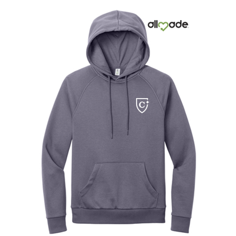 NEW CAPELLA Allmade® Unisex Organic CVC Fleece Pullover Hoodie (2.5-in logo) - Cosmic Purple