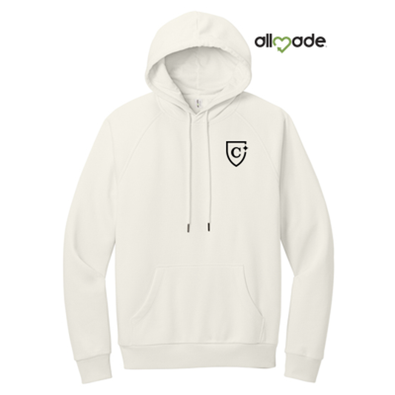 NEW CAPELLA Allmade® Unisex Organic CVC Fleece Pullover Hoodie (2.5-in logo) - White Sand