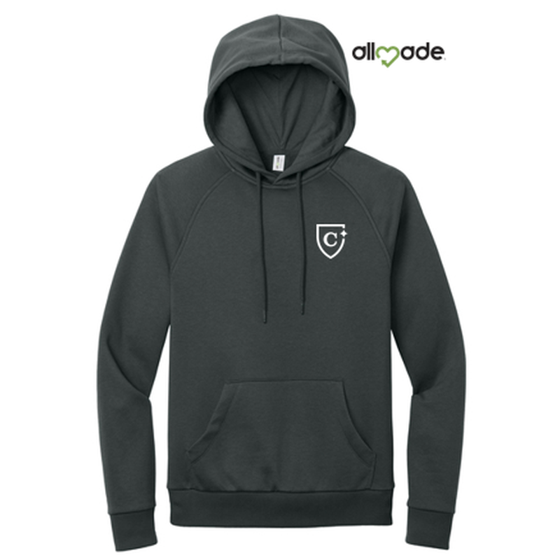 NEW CAPELLA Allmade® Unisex Organic CVC Fleece Pullover Hoodie (2.5-in logo) - Terrain Grey