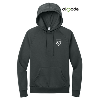 NEW CAPELLA Allmade® Unisex Organic CVC Fleece Pullover Hoodie (2.5-in logo) - Terrain Grey