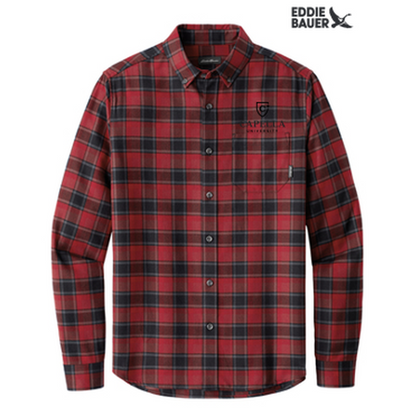 NEW CAPELLA - Eddie Bauer® Long Sleeve Favorite Flannel Plaid Shirt - Red Highland Plaid