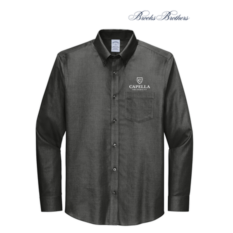 NEW Capella Brooks Brothers® Tall Wrinkle-Free Stretch Nailhead Shirt - Deep Black