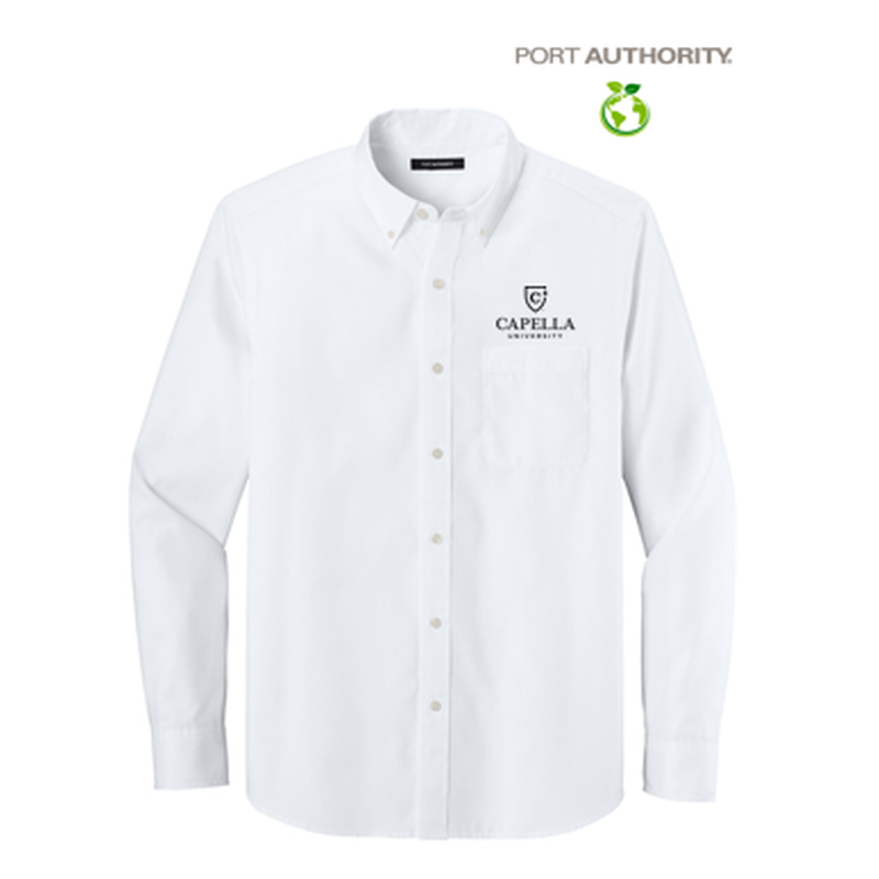 NEW CAPELLA Port Authority® Long Sleeve Nailhead Easy Care Shirt - White