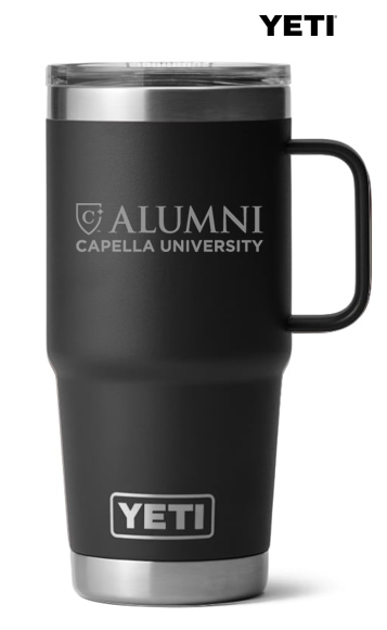 ALUMNI CAPELLA YETI RAMBLER 20 OZ TRAVEL MUG WITH STRONGHOLD LID - BLACK